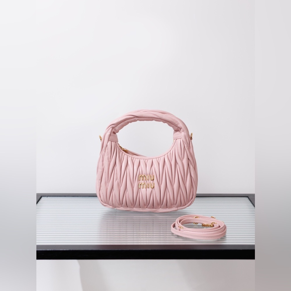 Miu Miu Matelassé Leather Mini Hobo Bag